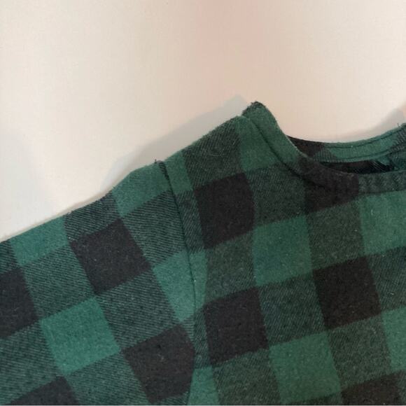 Green and Black Buffalo Plaid Christmas Holiday Poet Long Half Sleeve Dress - Picture 4 of 7